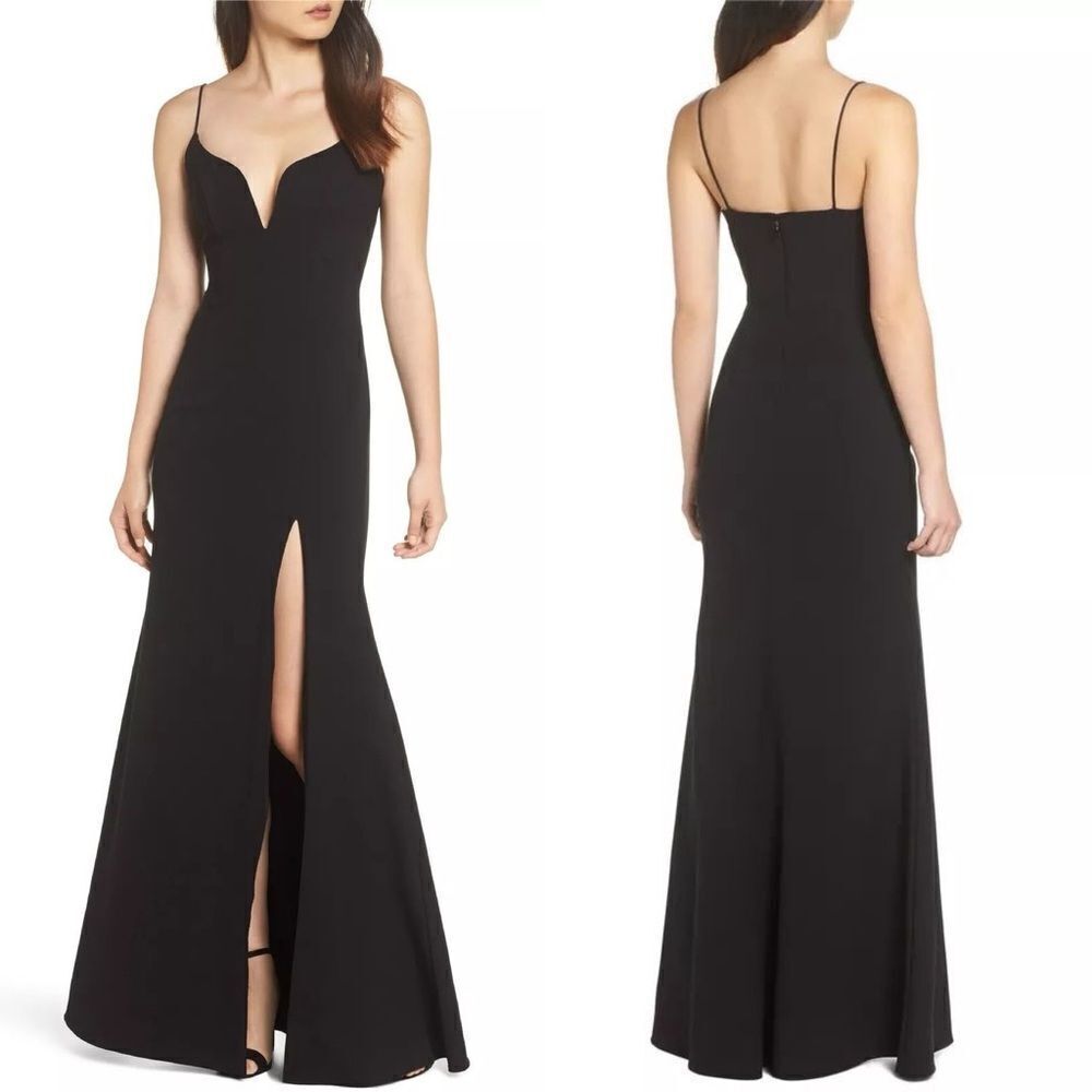Jill Jill Stuart Plunge Sweetheart Gown Black Maxi Dress Sz. 0 Minimalist Classy